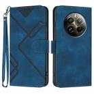 For Realme 12+ 5G Global Line Pattern Skin Feel Leather Phone Case(Royal Blue) - 1