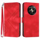 For Realme 12 Pro 5G Global/12 Pro+ 5G Global Line Pattern Skin Feel Leather Phone Case(Red) - 1