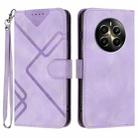 For Realme 12 Pro 5G Global/12 Pro+ 5G Global Line Pattern Skin Feel Leather Phone Case(Light Purple) - 1