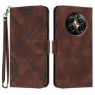 For Realme 12 Pro 5G Global/12 Pro+ 5G Global Line Pattern Skin Feel Leather Phone Case(Coffee) - 1