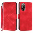 For Realme C67 4G Global Line Pattern Skin Feel Leather Phone Case(Red) - 1