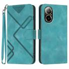 For Realme C67 4G Global Line Pattern Skin Feel Leather Phone Case(Light Blue) - 1