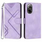 For Realme C67 4G Global Line Pattern Skin Feel Leather Phone Case(Light Purple) - 1