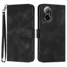 For Realme C67 4G Global Line Pattern Skin Feel Leather Phone Case(Black) - 1