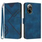 For Realme C67 4G Global Line Pattern Skin Feel Leather Phone Case(Royal Blue) - 1