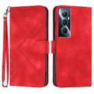For Realme C65 4G Line Pattern Skin Feel Leather Phone Case(Red) - 1
