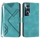 For Realme C65 4G Line Pattern Skin Feel Leather Phone Case(Light Blue) - 1