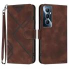 For Realme C65 4G Line Pattern Skin Feel Leather Phone Case(Coffee) - 1