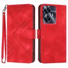 For Realme C55 4G Global/Narzo N55 Line Pattern Skin Feel Leather Phone Case(Red) - 1