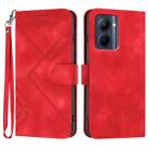 For Realme C33 2022 Global/2023 Global Line Pattern Skin Feel Leather Phone Case(Red) - 1