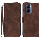 For Realme C33 2022 Global/2023 Global Line Pattern Skin Feel Leather Phone Case(Coffee) - 1