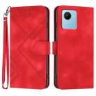 For Realme C30 4G/Narzo 50i Prime/C30s Line Pattern Skin Feel Leather Phone Case(Red) - 1