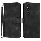 For Sony Xperia 1 V 2023 Line Pattern Skin Feel Leather Phone Case(Black) - 1