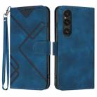 For Sony Xperia 1 V 2023 Line Pattern Skin Feel Leather Phone Case(Royal Blue) - 1