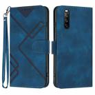 For Sony Xperia 10 V 2023 Line Pattern Skin Feel Leather Phone Case(Royal Blue) - 1