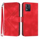 For Motorola Moto E13 Line Pattern Skin Feel Leather Phone Case(Red) - 1