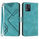 For Motorola Moto E13 Line Pattern Skin Feel Leather Phone Case(Light Blue) - 1