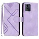 For Motorola Moto E13 Line Pattern Skin Feel Leather Phone Case(Light Purple) - 1