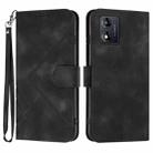 For Motorola Moto E13 Line Pattern Skin Feel Leather Phone Case(Black) - 1