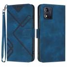 For Motorola Moto E13 Line Pattern Skin Feel Leather Phone Case(Royal Blue) - 1