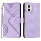 For Motorola Moto G 5G 2023 Line Pattern Skin Feel Leather Phone Case(Light Purple) - 1