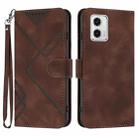 For Motorola Moto G 5G 2023 Line Pattern Skin Feel Leather Phone Case(Coffee) - 1