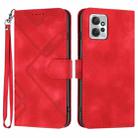 For Motorola Moto G Power 2023 Line Pattern Skin Feel Leather Phone Case(Red) - 1