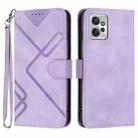 For Motorola Moto G Power 2023 Line Pattern Skin Feel Leather Phone Case(Light Purple) - 1