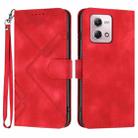 For Motorola Moto G Stylus 5G 2023 Line Pattern Skin Feel Leather Phone Case(Red) - 1