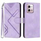 For Motorola Moto G Stylus 5G 2023 Line Pattern Skin Feel Leather Phone Case(Light Purple) - 1