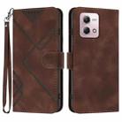 For Motorola Moto G Stylus 5G 2023 Line Pattern Skin Feel Leather Phone Case(Coffee) - 1