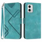 For Motorola Moto G53 Line Pattern Skin Feel Leather Phone Case(Light Blue) - 1