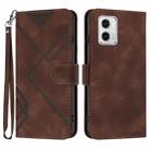 For Motorola Moto G53 Line Pattern Skin Feel Leather Phone Case(Coffee) - 1