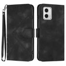 For Motorola Moto G53 Line Pattern Skin Feel Leather Phone Case(Black) - 1