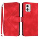 For Motorola Moto G73 Line Pattern Skin Feel Leather Phone Case(Red) - 1