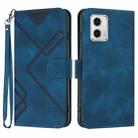 For Motorola Moto G73 Line Pattern Skin Feel Leather Phone Case(Royal Blue) - 1