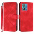 For Motorola Edge 40 Neo 5G Line Pattern Skin Feel Leather Phone Case(Red) - 1