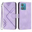 For Motorola Edge 40 Neo 5G Line Pattern Skin Feel Leather Phone Case(Light Purple) - 1