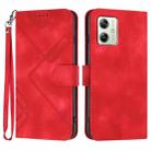 For Motorola Moto G54 Global Line Pattern Skin Feel Leather Phone Case(Red) - 1