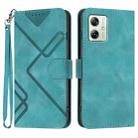 For Motorola Moto G54 Global Line Pattern Skin Feel Leather Phone Case(Light Blue) - 1