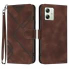 For Motorola Moto G54 Global Line Pattern Skin Feel Leather Phone Case(Coffee) - 1