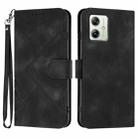 For Motorola Moto G54 Global Line Pattern Skin Feel Leather Phone Case(Black) - 1