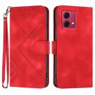 For Motorola Moto G84 5G Line Pattern Skin Feel Leather Phone Case(Red) - 1