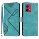 For Motorola Moto G84 5G Line Pattern Skin Feel Leather Phone Case(Light Blue) - 1