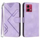 For Motorola Moto G84 5G Line Pattern Skin Feel Leather Phone Case(Light Purple) - 1