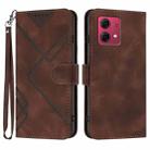 For Motorola Moto G84 5G Line Pattern Skin Feel Leather Phone Case(Coffee) - 1