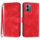 For Motorola Moto G14 Line Pattern Skin Feel Leather Phone Case(Red) - 1