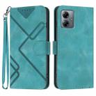 For Motorola Moto G14 Line Pattern Skin Feel Leather Phone Case(Light Blue) - 1