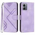 For Motorola Moto G14 Line Pattern Skin Feel Leather Phone Case(Light Purple) - 1