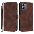 For Motorola Moto G14 Line Pattern Skin Feel Leather Phone Case(Coffee) - 1